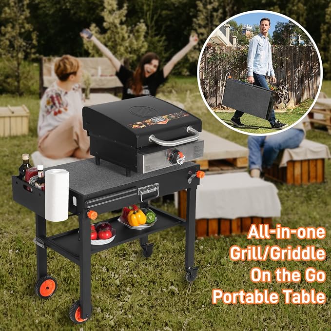 Portable Outdoor Grill Table, Folding Grill Cart Solid and Sturdy, Grill Stand - Image 7