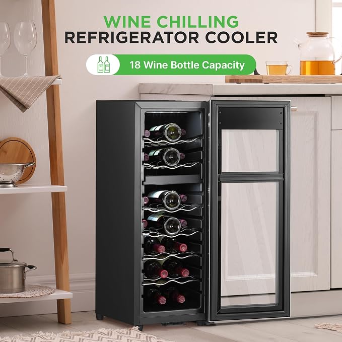 Nutrichef 18 Bottle Wine Fridge | Dual Zone Wine Chiller | Adjustable - Image 2