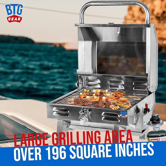 Tailwaves Marine Grill w/Rod Holder Mount | Stainless Steel | Propane BBQ - Image 8