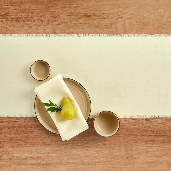 Solino Home Linen Creamy Ivory Table Runner 72 Inches Long - Image 3