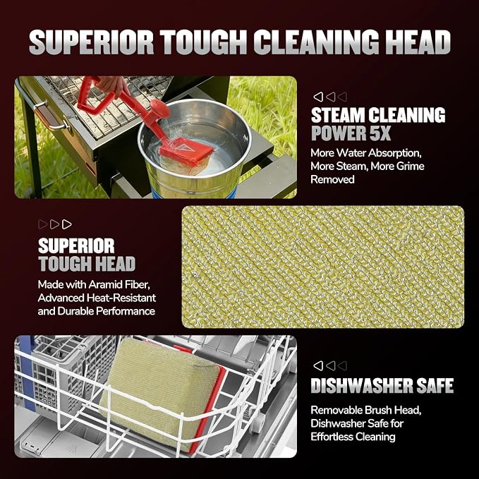 Bristle Free Steam Grill Brush for Outdoor Grill, Safe No Wire Replacement - Image 3