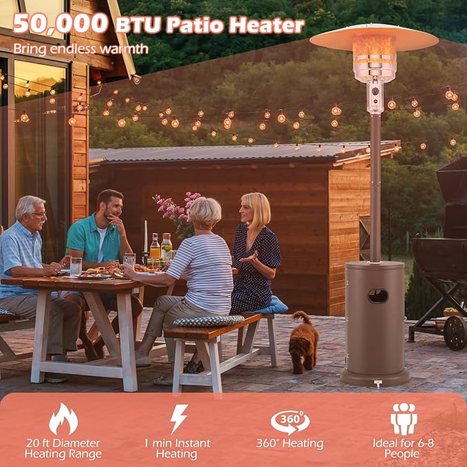 Tangkula 50, 000 BTU Propane Outdoor Heater, Patio Heater - Image 3