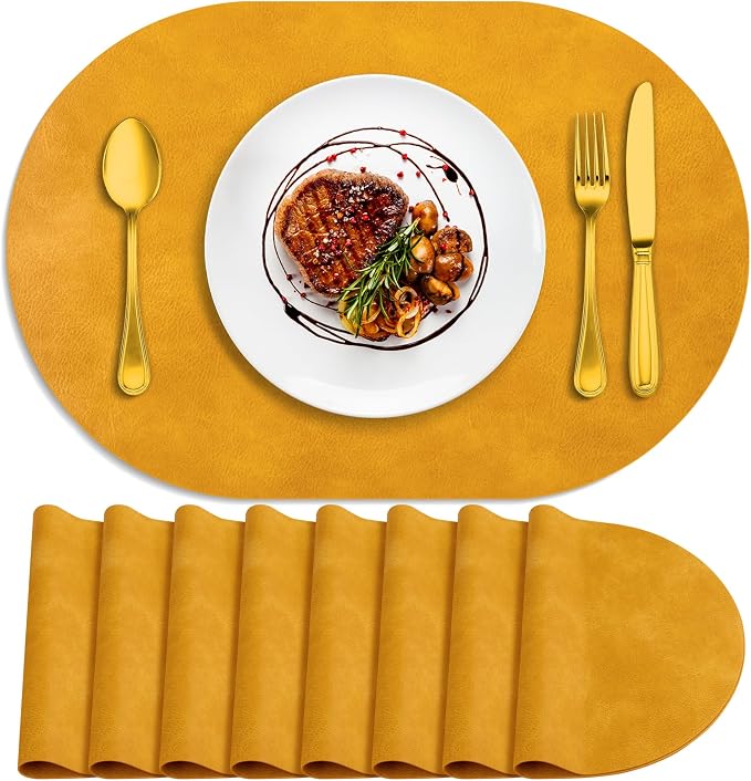 ADRIMER Placemats, Heat Resistant Oval Placemats Set of 8 Washable 12 x 17 Inch by Adrimersdreamistobeanindispensablecompanioninyourlife