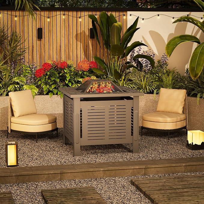U-MAX Fire Pit Table, 30 Inch Wood Burning BBQ Grill Firepits, Metal Fireplaces - Image 7