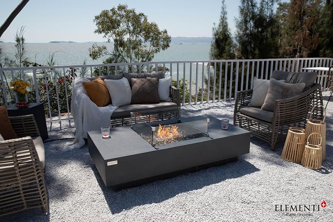Elementi+ | Cannes Gas Fire Pit Cast Concrete 60" Rectangular Fire Table - Image 9