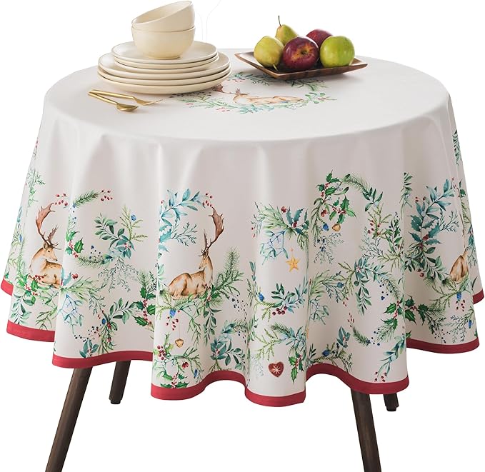 Maison d' Hermine Table Cloth Round Table 100% Cotton 63 Inches Fall Tablecloth by MaisondHermine