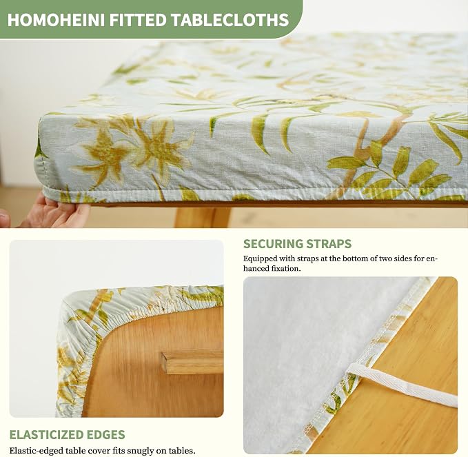 Rectangle Picnic Table Cloth, Elastic Waterproof Fitted Vinyl Tablecloths - Image 2