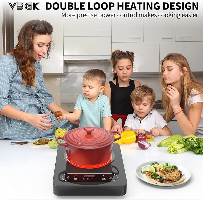 VBGK Single Burner Electric Cooktop, 110V 1800W Electric Stove Top - Image 2