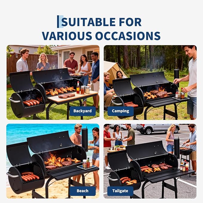 Garvee Charcoal Grills with Offset Smoker, Outdoor BBQ Grill with Handle and - Image 8