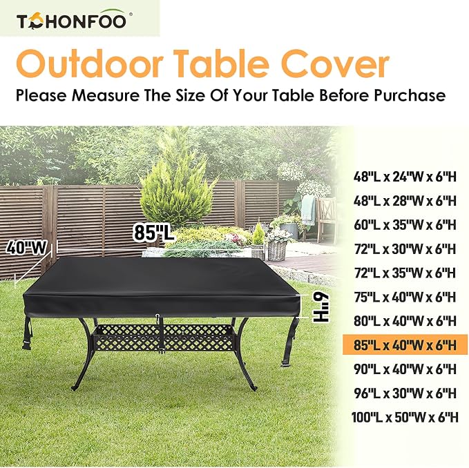 TOHONFOO Rectangular Patio Table Cover - Image 2