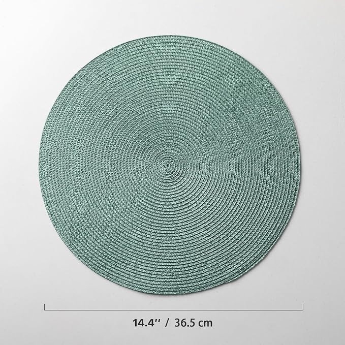 Round Placemats Set of 4 Plastic Woven Placemats Washable Wipeable Table Mats - Image 6