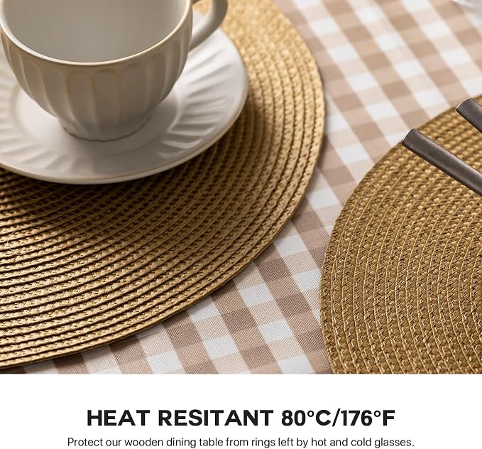 Round Placemats Set of 4 Plastic Woven Placemats Washable Wipeable Table Mats - Image 4