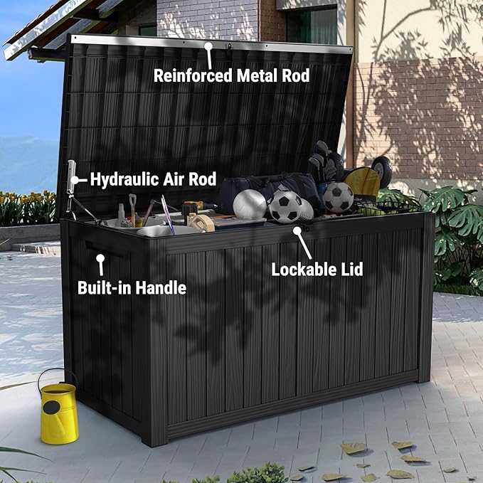 Mars Villa 180 Gallon Outdoor Storage Box Waterproof, Extra Large Resin Deck Box - Image 8