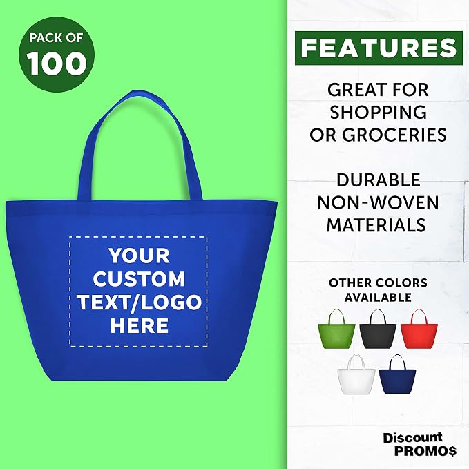 DISCOUNT PROMOS Custom Southern Style Grocery Tote Bags Set of 100 - Image 2