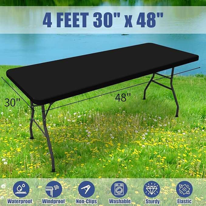 Spandex 6 Foot Rectangle Table Cloth 6 Pack, Elastic Fitted Tablecloths - Image 8