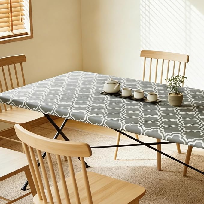 Rectangle Picnic Table Cloth, Elastic Waterproof Fitted Vinyl Tablecloths - Image 8