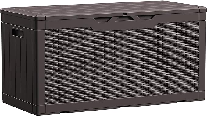 Devoko 100 Gallon Waterproof Large Resin Deck Box Indoor Outdoor Lockable by DEVOKO
