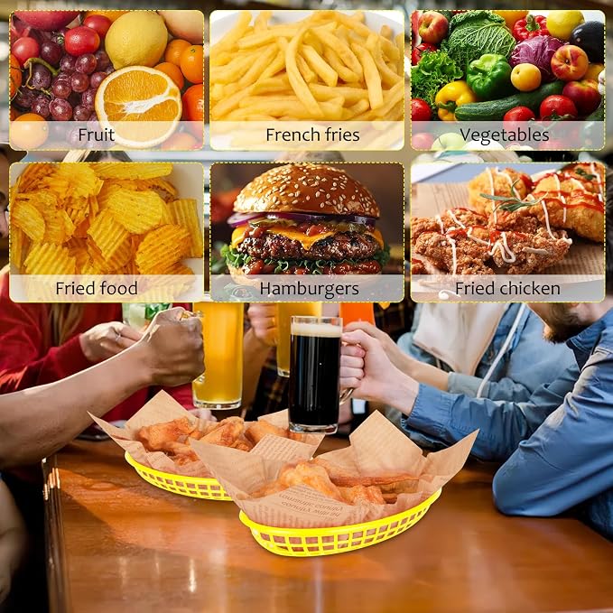 20 Pack Plastic Fast Food Baskets, 8.8" × 5.5" Small Oval Restaurant Serving - Image 9
