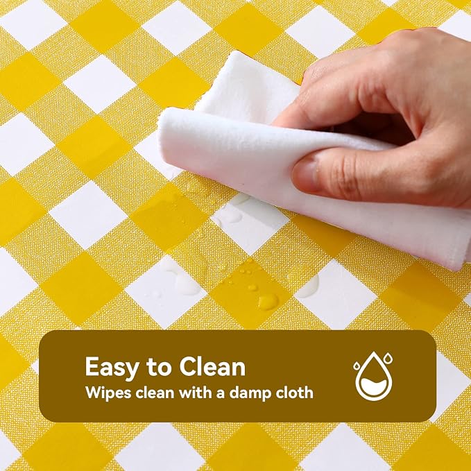 Romanstile Rectangle Vinyl Tablecloth, 100% Waterproof Buffalo Gingham Plastic - Image 2