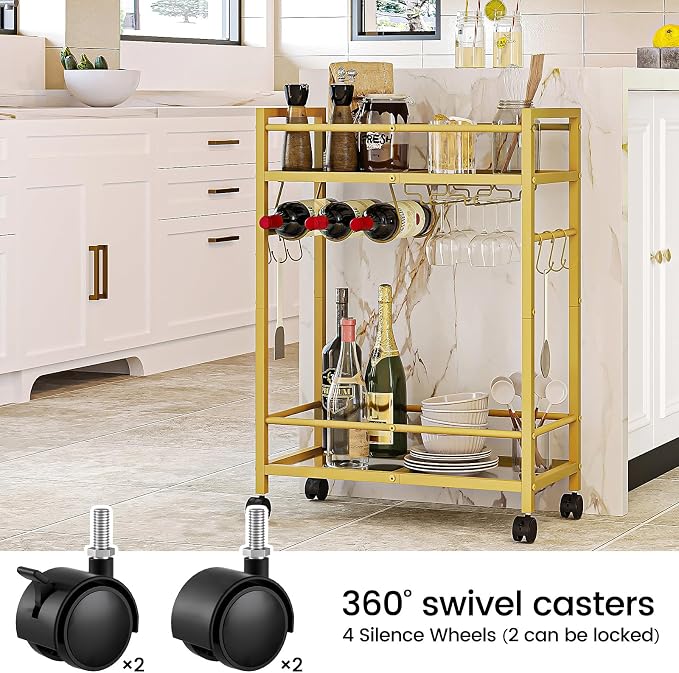 Bar Cart, Serving Cart for Home, Microwave Cart, Drink Cart, Wine Cart - Image 4