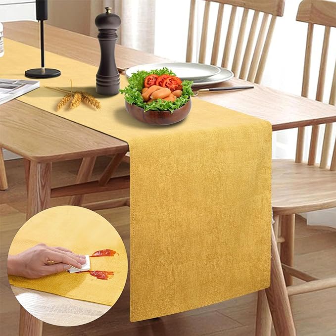 Waterproof Wipeable Farmhouse Table Runner by Rinpon