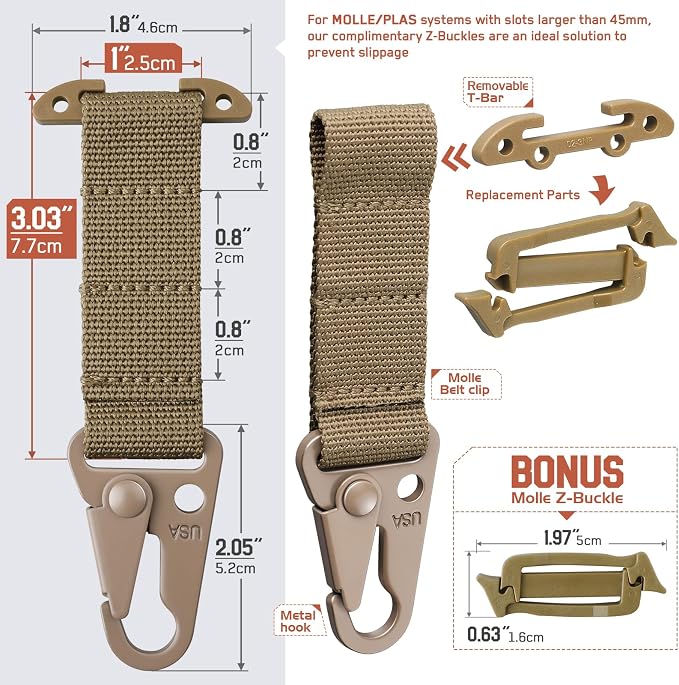 LIVANS Molle Belt Clip Key Holder Tactical Battle Belt Plate Carrier Vest - Image 7