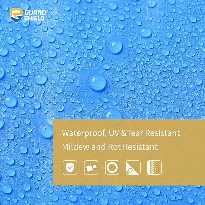 GUARD SHIELD Blue Tarp Waterproof 24x24 Feet Medium Duty All Purpose Poly Tarps - Image 3