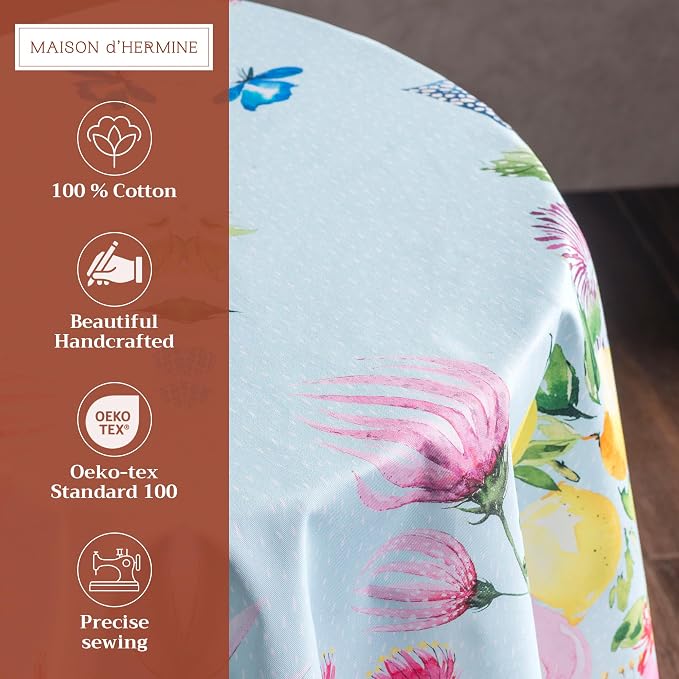 Maison d' Hermine Table Cloth Round Table 100% Cotton 63 Inches Tablecloth - Image 2