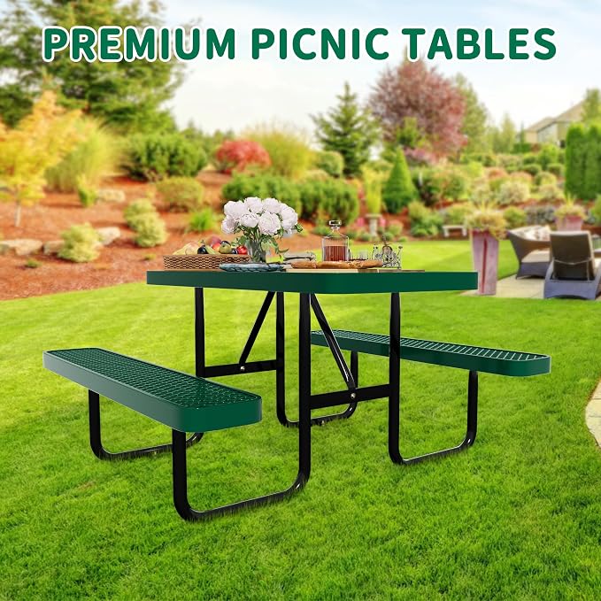 4FT Rectangular Metal Picnic Table - Image 7