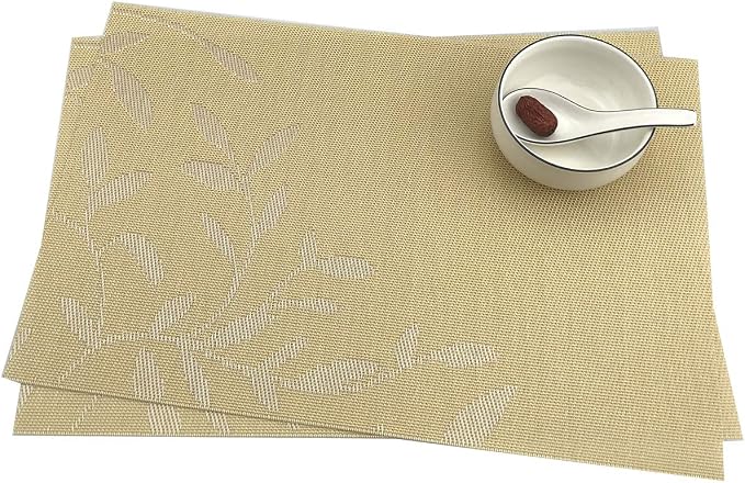 Gugrida Place Mats PVC Set of 6, Table Placemats Set of 6 PVC Washable Woven - Image 3