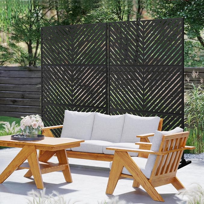 Metal Privacy Screen Outdoor 72" H×47" W, Freestanding Decorative Privacy Screen - Image 7