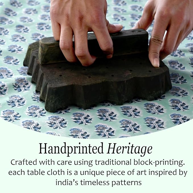 CPC Tablecloth 100% Cotton 70x118 Inch Indian Block Print Rectangle Table Cover - Image 5
