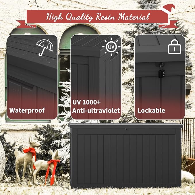 NUNU LAB 230 Gallon Outdoor Storage Box, Large Resin Deck Box - Image 8
