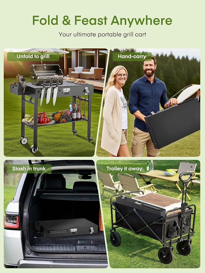 Grill Cart, Portable Outdoor Grill Table - Image 7