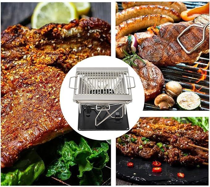 Portable Grill | Stainless Steel Folding Cooking Accessories | Small Charcoal - Image 4