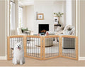 LZRS 4-Panel Extra-Wide Wooden Freestanding Dog Gate: Foldable Solid Wood and by LZRSPET