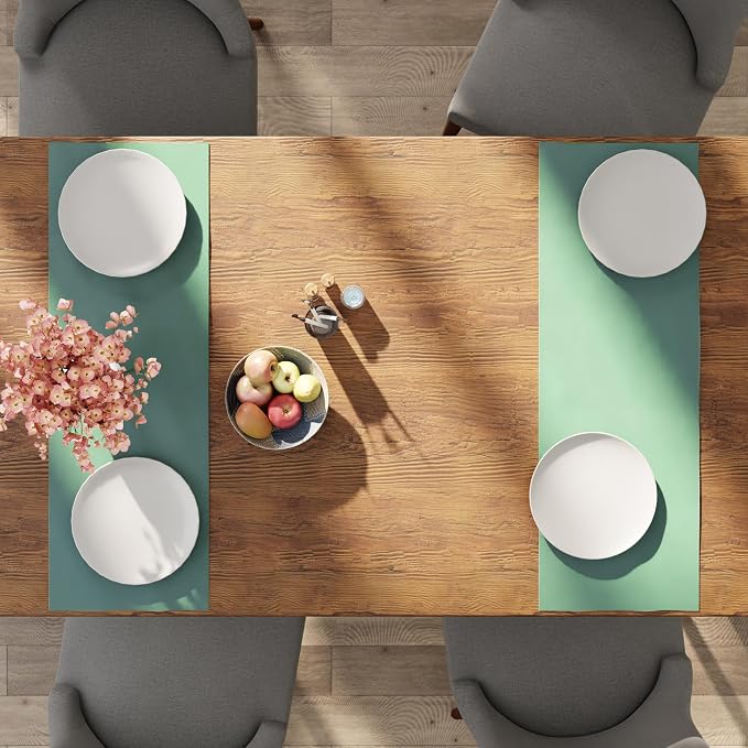 Encasa XO Table Runner 13"x36" Long | Cotton Canvas Fabric | Mint Green Solid - Image 5