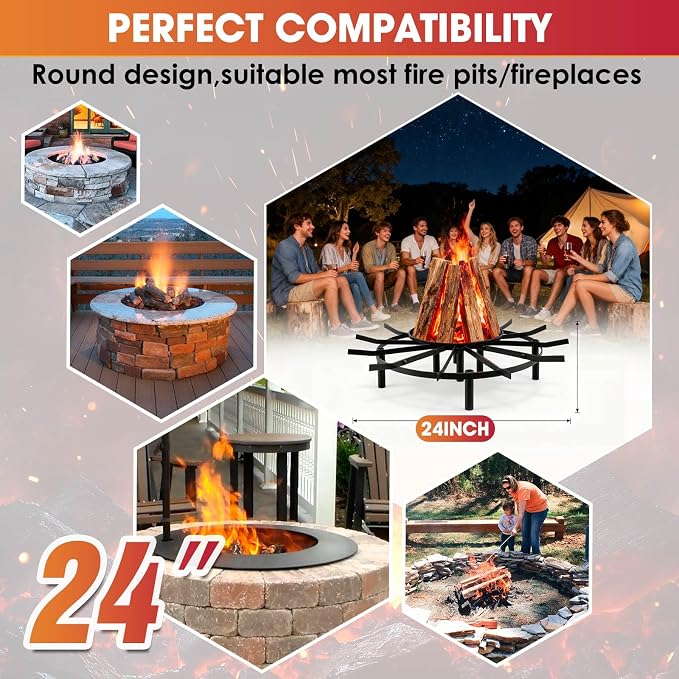 Fire Pit Grate & Fireplace Grate, Heavy Duty Heat Resistant Campfire Grill - Image 3