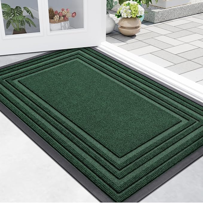 Buganda Front Door Mat Indoor Outdoor Entrance, Non-Slip Natural Rubber Doormats by Buganda