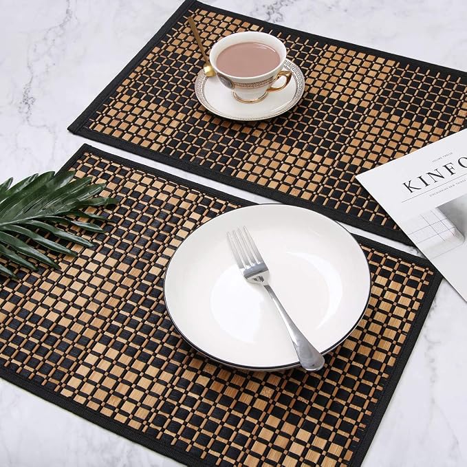 Placemats Set of 4 for Dining Table, Bamboo Place Mats for Kitchen Table Decor - Image 5