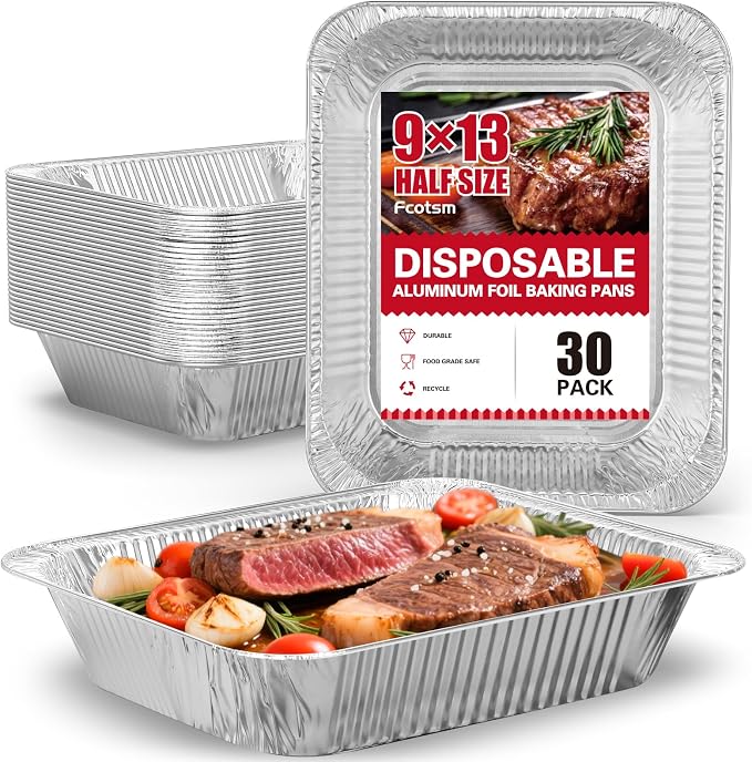 Aluminum Pans Half Size, Heavy Duty Disposable Foil Pans by Fcotsm