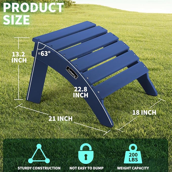 FUNBERRY Folding Adirondack Ottoman Set of 2, HDPE All Weather Outdoor Foot Rest - Image 4