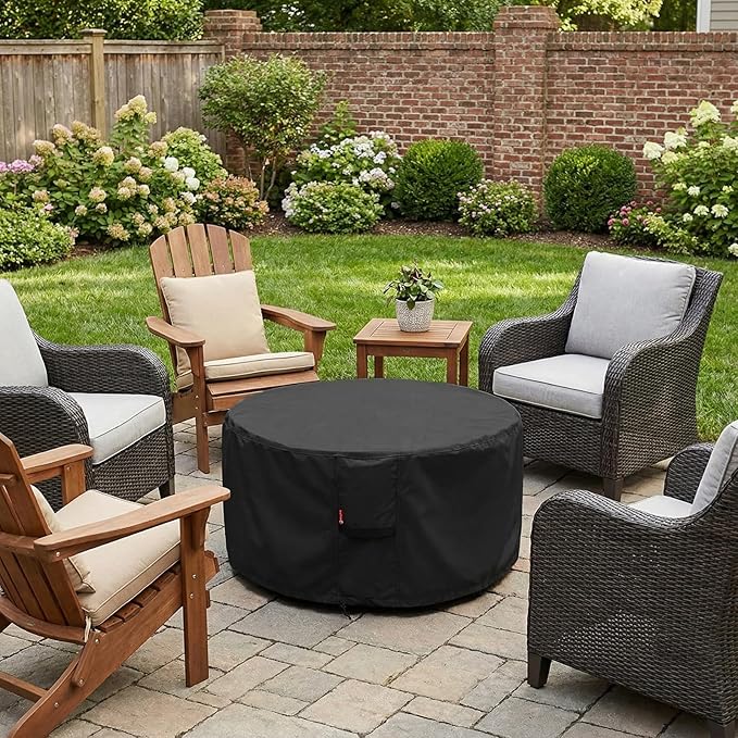 SheeChung Fire Pit Cover Round 36”D X 20”H, Heavy Duty 600D Polyester Outdoor - Image 6