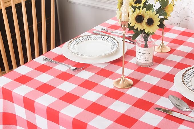 2 Pack Waterproof Polyester Fabic Square Checkered Tablecloth，54x54 Outdoor - Image 4