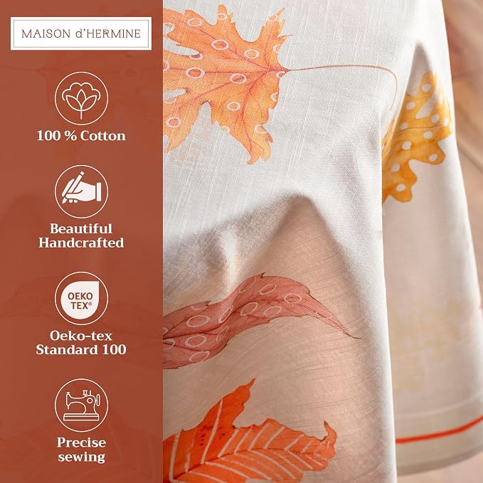 Maison d' Hermine Table Cloth Round Table 100% Cotton 63 Inches Fall Tablecloth - Image 2