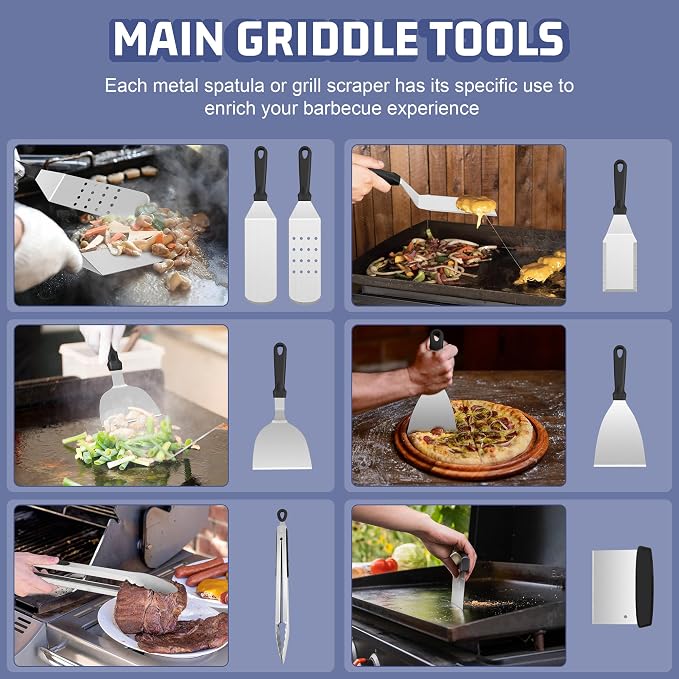 HaSteeL 28Pcs Griddle Accessories Kit, Stainless Steel Flat Top Grill Accessory - Image 5