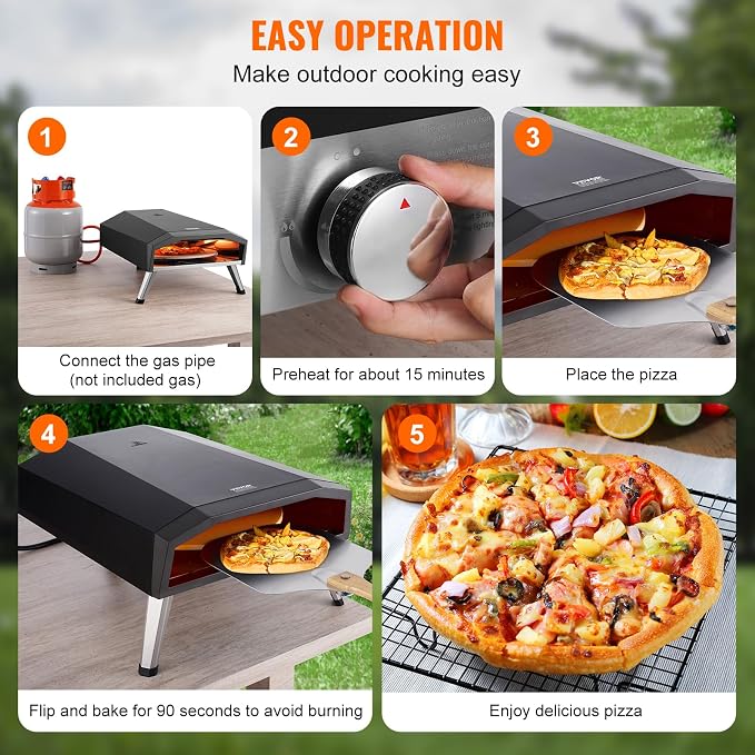 VEVOR Propane Pizza Oven, 13 Inch Gas Pizza Maker - Image 6