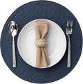 Round Placemat Set of 4 Plastic Woven Placemats Washable Wipeable Table Mats by BAROYAL
