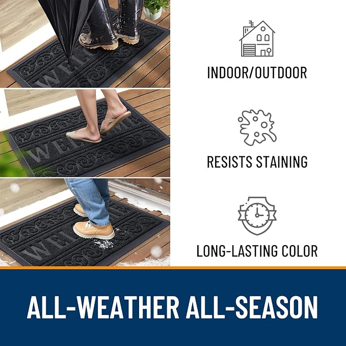 OLANLY Welcome Door Mat Indoor Outdoor Entrance, Heavy Duty Sturdy Front Door - Image 3