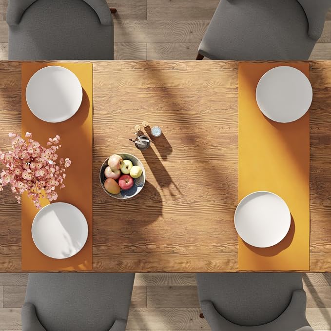 Encasa XO Table Runner 13"x36" Long | Cotton Canvas Fabric | Mango Solid Color - Image 5